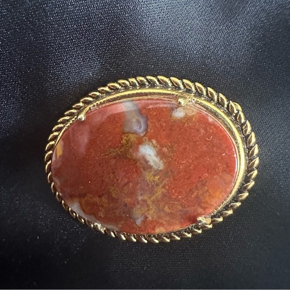 Vintage Agate Or Carnelian Brooch - Picture 2 of 5